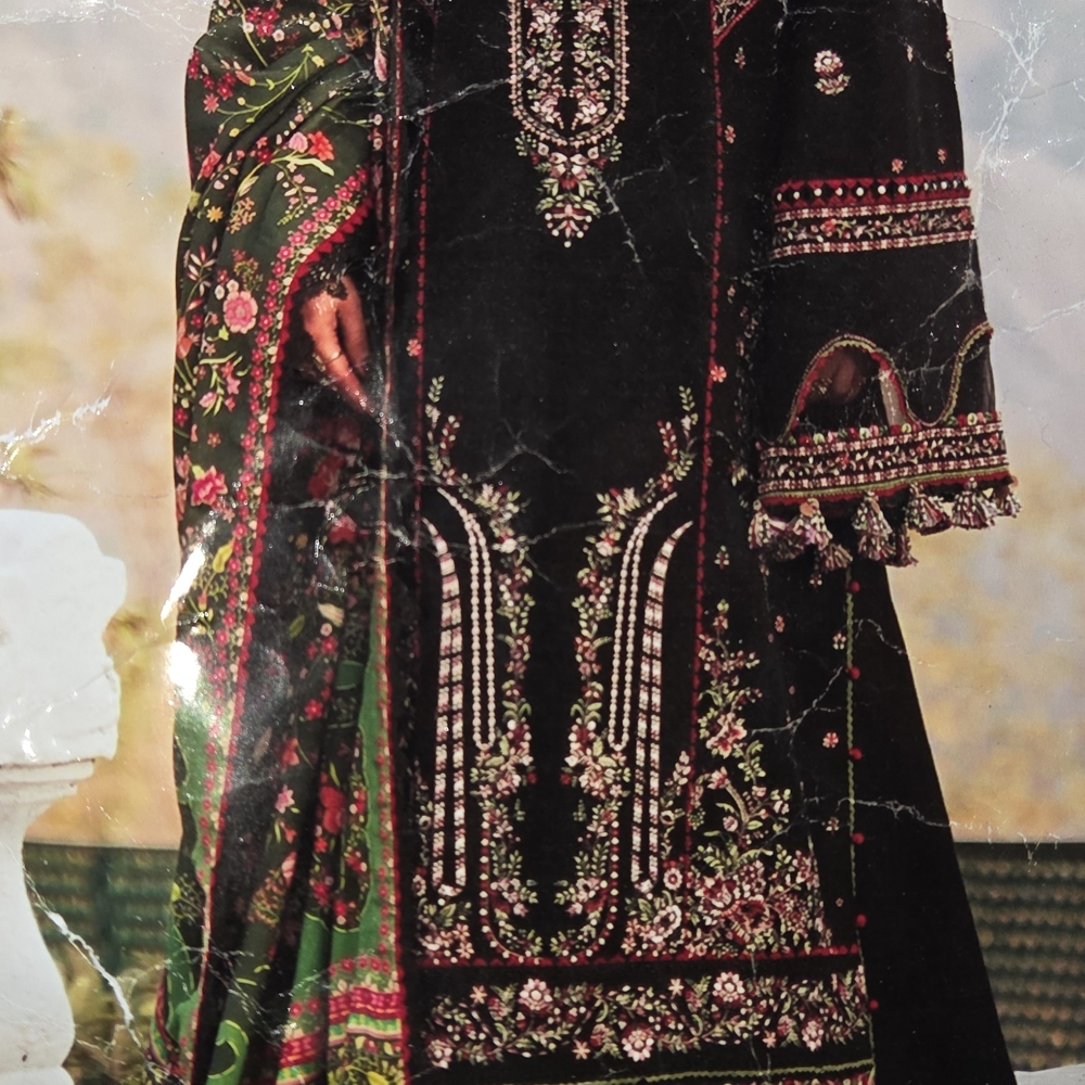 Embroidered Black Floral Women's Dress